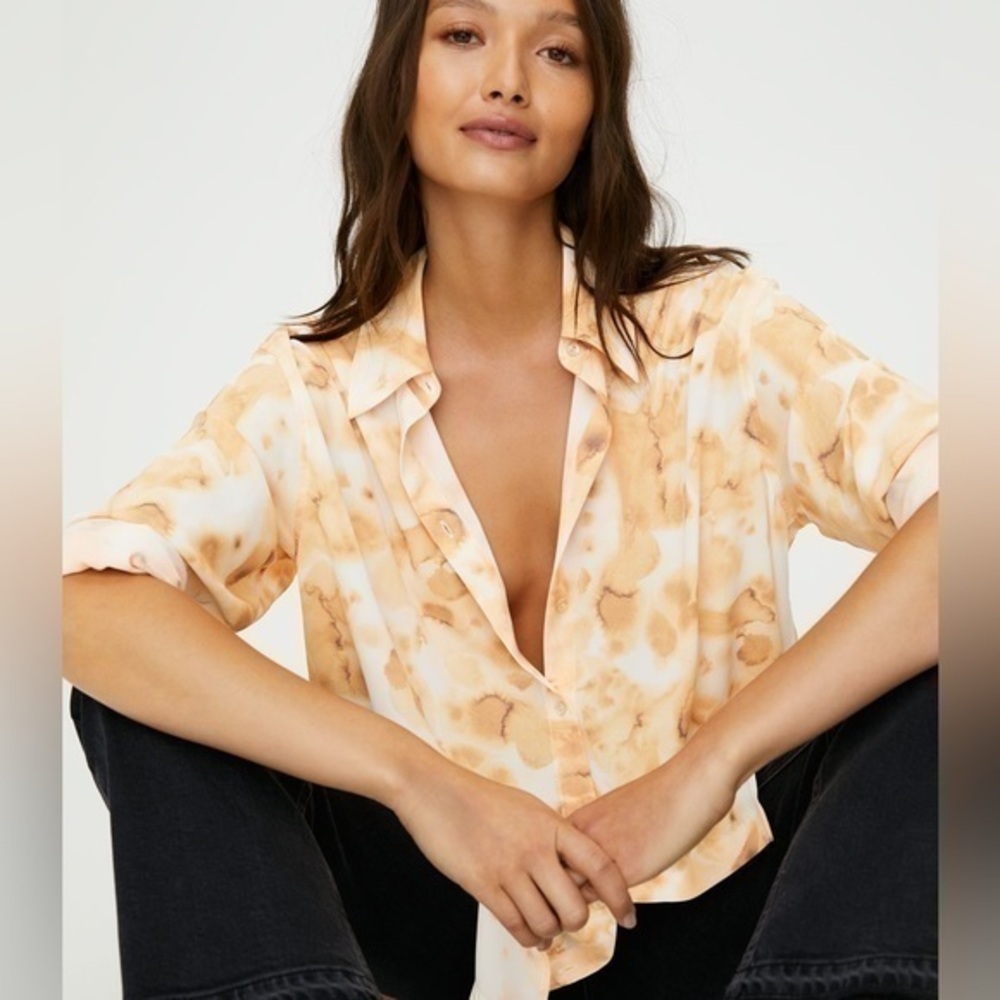 Wilfred Free Brinley tie dye button down blouse shirt top size medium